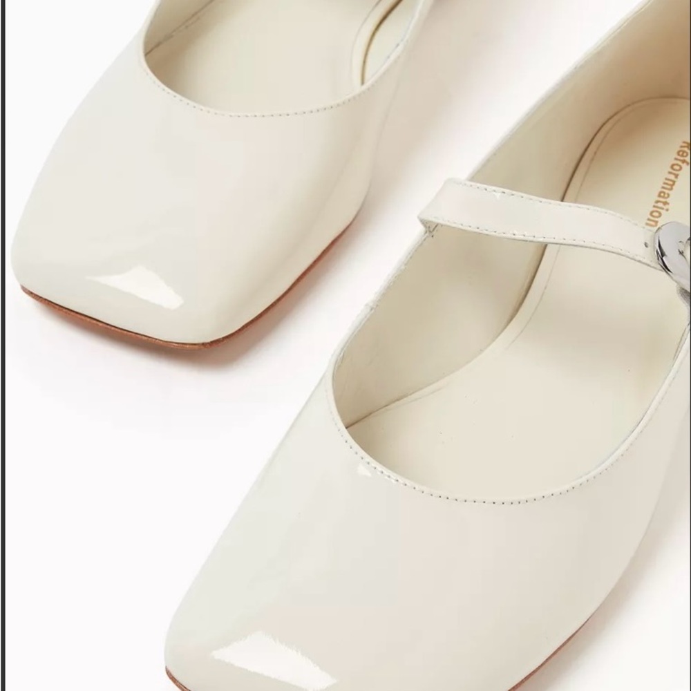 Reformation white Patent Melissa Mary Jane Flats